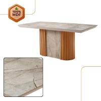Mesa De Jantar Aspen 180cm Tampo Bp Canto Reto 6 Cadeiras Eloise Turim 07 Gris Royale Naturale