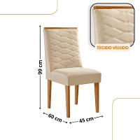 Mesa De Jantar Aspen 180cm Tampo Bp Canto Reto 6 Cadeiras Eloise Veludo Creme Gris Royale - 3