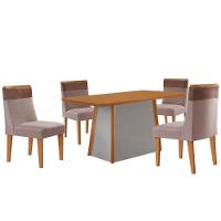 Mesa De Jantar Diane 120cm Tampo Mdf Lam 4 Cadeiras Andes Moderna Linho Capuccino Tork Naturale Off White - 2