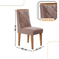 Mesa De Jantar Diane 120cm Tampo Mdf Lam 4 Cadeiras Isadora Moderna Linho Capuccino Naturale Off White - 3