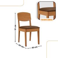 Mesa De Jantar Diane 120cm Tampo Mdf Lam 4 Cadeiras Copper Moderna Veludo Marrom Naturale Off White - 3