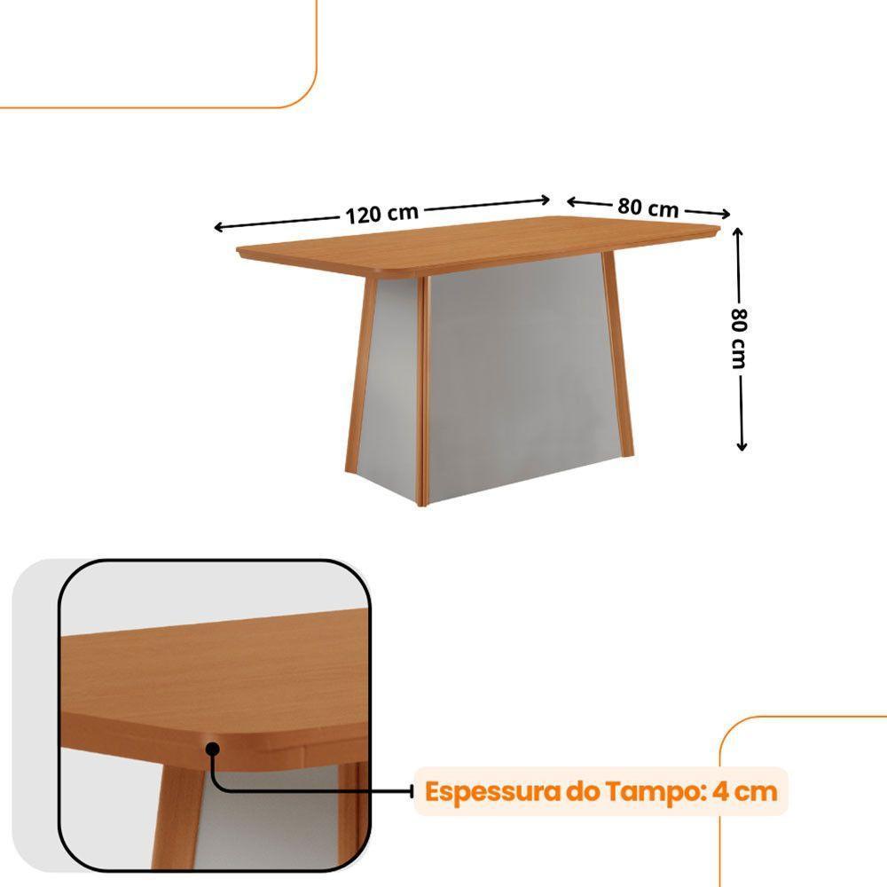 Mesa De Jantar Diane 120cm Tampo Mdf Lam 4 Cadeiras Lisboa Moderna Veludo Creme Naturale Off White - 4