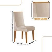 Mesa De Jantar Diane 120cm Tampo Mdf Lam 4 Cadeiras Lisboa Moderna Veludo Creme Naturale Off White - 3