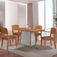 Mesa De Jantar Diane 120cm Tampo Mdf Lam 4 Cadeiras Copper Moderna Tork Naturale Off White - 1