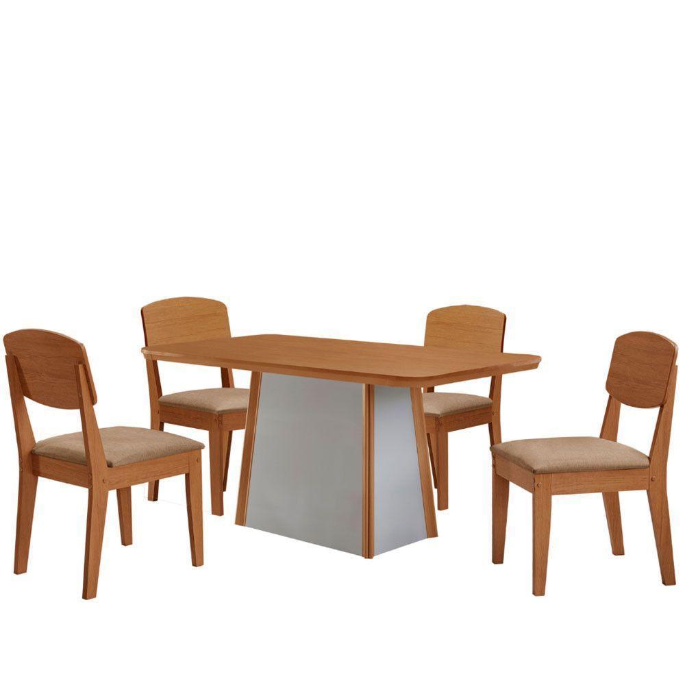 Mesa De Jantar Diane 120cm Tampo Mdf Lam 4 Cadeiras Copper Moderna Turim 07 Naturale Off White - 2