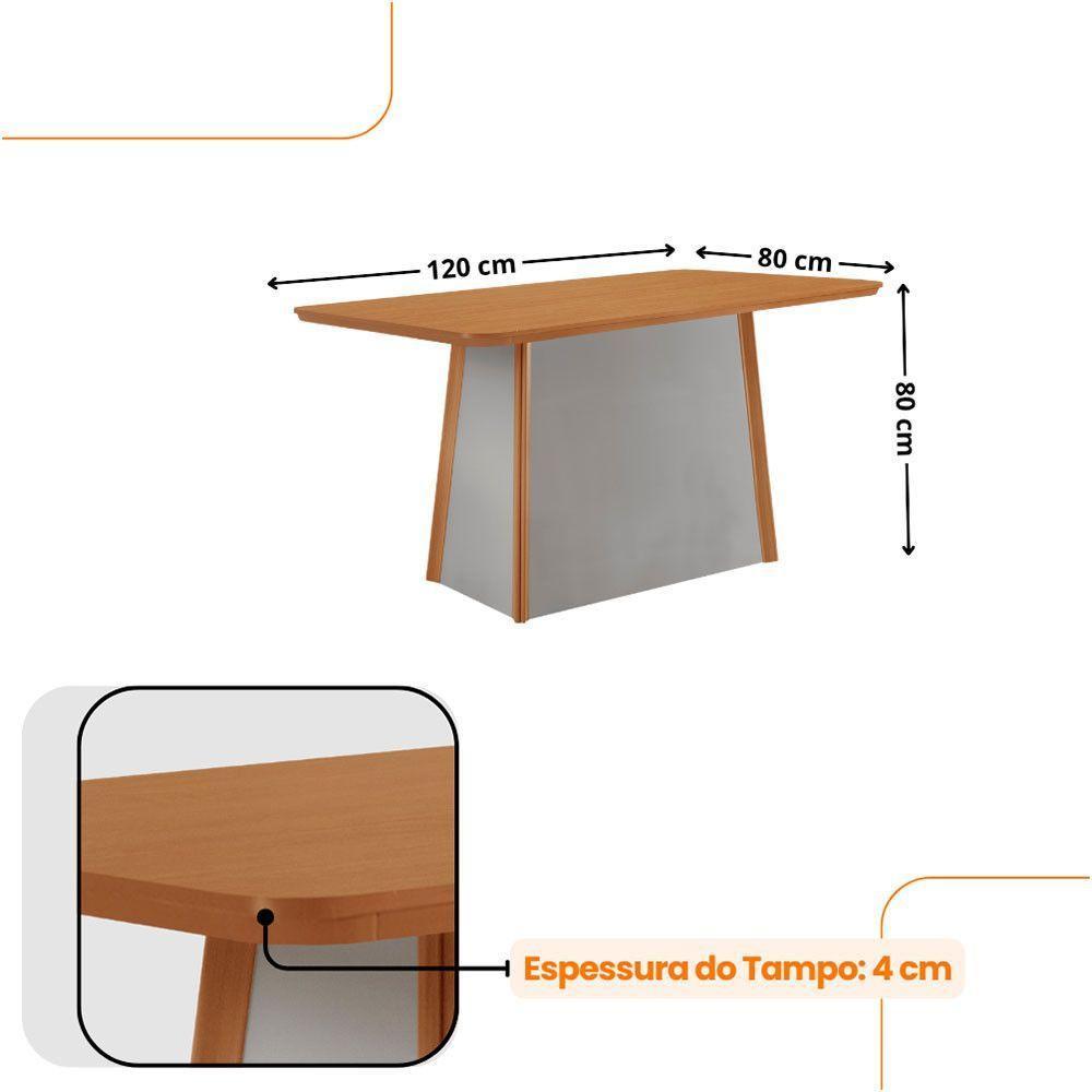 Mesa De Jantar Diane 120cm Tampo Mdf Lam 4 Cadeiras Copper Moderna Turim 07 Naturale Off White - 4