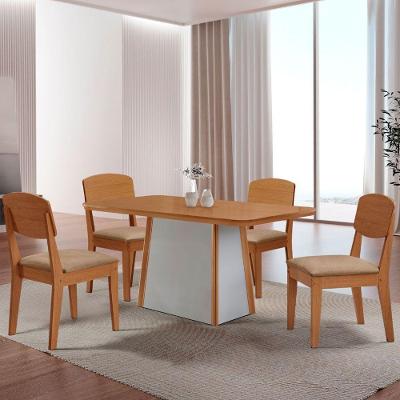 Mesa De Jantar Diane 120cm Tampo Mdf Lam 4 Cadeiras Copper Moderna Turim 07 Naturale Off White