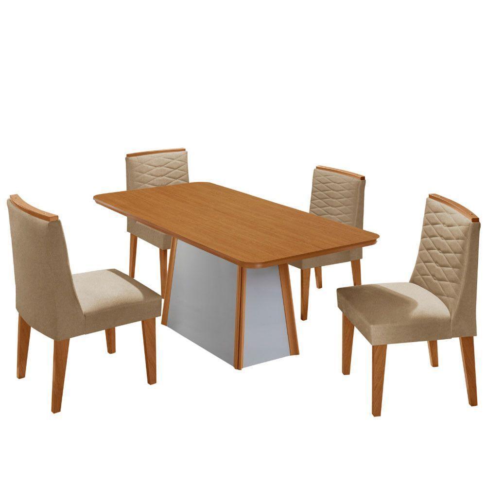 Mesa De Jantar Diane 120cm Tampo Mdf Lam 4 Cadeiras Eloise Moderna Turim 07 Naturale Off White - 2