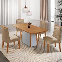 Mesa De Jantar Diane 120cm Tampo Mdf Lam 4 Cadeiras Eloise Moderna Turim 07 Naturale Off White - 1