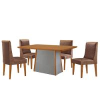 Mesa De Jantar Diane 120cm Tampo Mdf Lam 4 Cadeiras Lisboa Moderna Tork Naturale Off White - 2