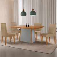 Mesa De Jantar Diane 120cm Tampo Mdf Lam 4 Cadeiras Lisboa Moderna Turim 07 Naturale Off White - 1