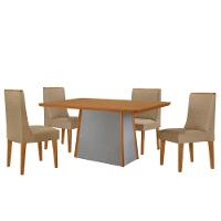 Mesa De Jantar Diane 120cm Tampo Mdf Lam 4 Cadeiras Lisboa Moderna Turim 07 Naturale Off White - 3