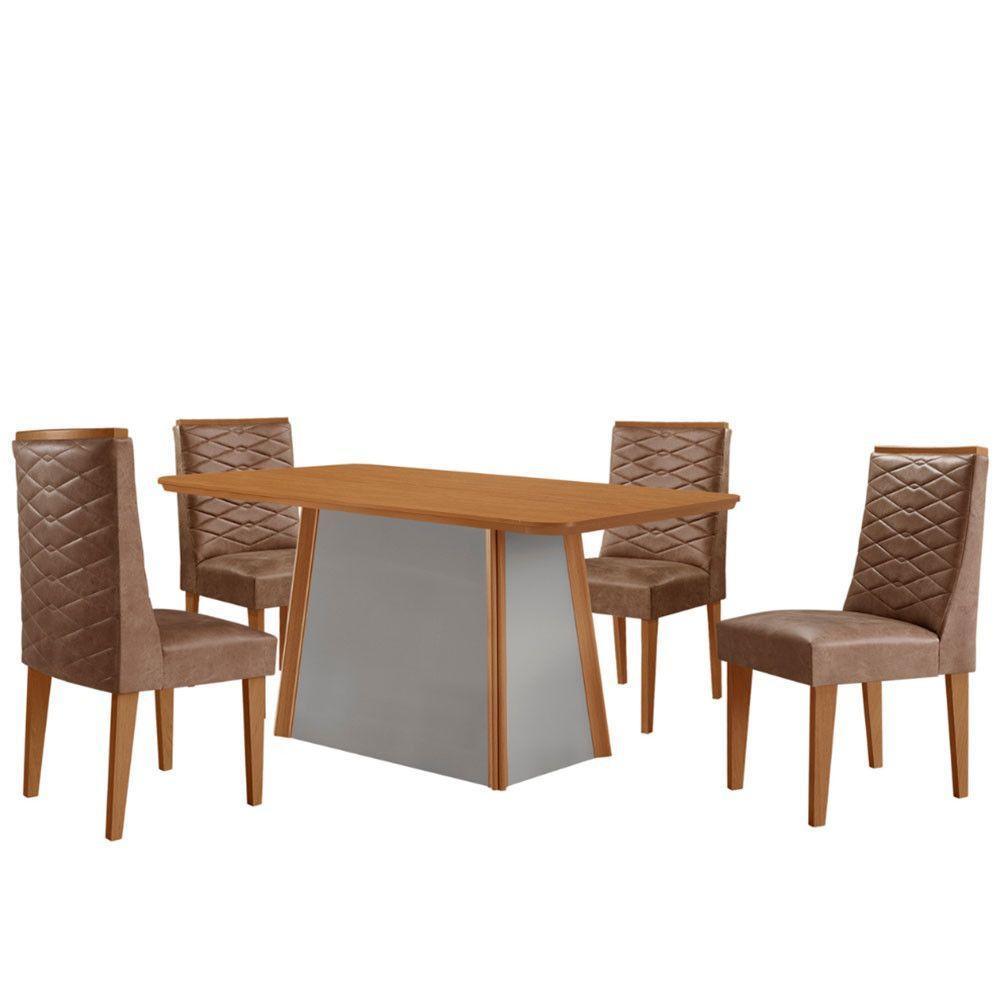 Mesa De Jantar Diane 120cm Tampo Mdf Lam 4 Cadeiras Safira Moderna Tork Naturale Off White - 2