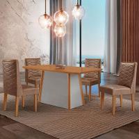 Mesa De Jantar Diane 120cm Tampo Mdf Lam 4 Cadeiras Safira Moderna Tork Naturale Off White - 1
