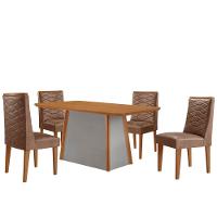 Mesa De Jantar Diane 120cm Tampo Mdf Lam 4 Cadeiras Safira Moderna Tork Naturale Off White - 2