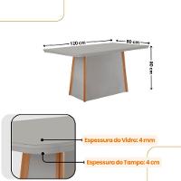 Mesa De Jantar Diane 120cm Tampo Mdf Vidro 4 Cadeiras Lisboa Moderna Turim 07 Naturale Serigrafia Off White