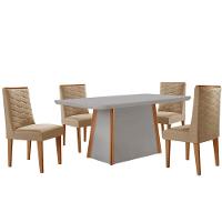 Mesa De Jantar Diane 120cm Tampo Mdf Vidro 4 Cadeiras Safira Moderna Turim 07 Naturale Serigrafia Com Vidro - 2