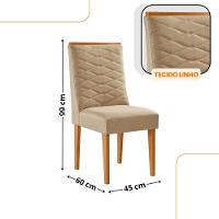 Mesa De Jantar Diane 120cm Tampo Mdf Vidro 4 Cadeiras Safira Moderna Turim 07 Naturale Serigrafia Com Vidro - 3