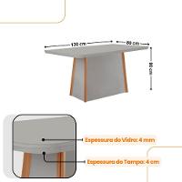 Mesa De Jantar Diane 120cm Tampo Mdf Vidro 4 Cadeiras Safira Moderna Turim 07 Naturale Serigrafia Com Vidro
