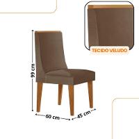 Mesa De Jantar Diane 120cm Tampo Mdf Vidro 4 Cadeiras Lisboa Moderna Veludo Capuccino Off White Naturale Serigrafia - 3