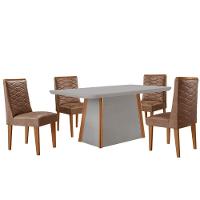 Mesa De Jantar Diane 120cm Tampo Mdf Vidro 4 Cadeiras Safira Moderna Tork Naturale Serigrafia Com Vidro - 2