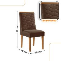 Mesa De Jantar Diane 180cm Mdf Vidro Com 6 Cadeiras Moderna Veludo Marrom Off White Naturale Serigrafia - 3