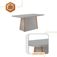 Mesa De Jantar Diane 120cm Tampo Mdf Vidro 4 Cadeiras Diane Moderna Linho Capuccino Tork Naturale Off White Serigrafia - 5