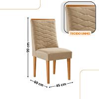 Mesa De Jantar Diane 180cm Mdf Vidro Com 6 Cadeiras Moderna Turim 07 Naturale Serigrafia Off White - 3