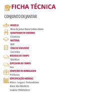 Mesa De Jantar Diane 180cm Mdf Vidro Com 6 Cadeiras Moderna Turim 07 Naturale Serigrafia Off White - 6