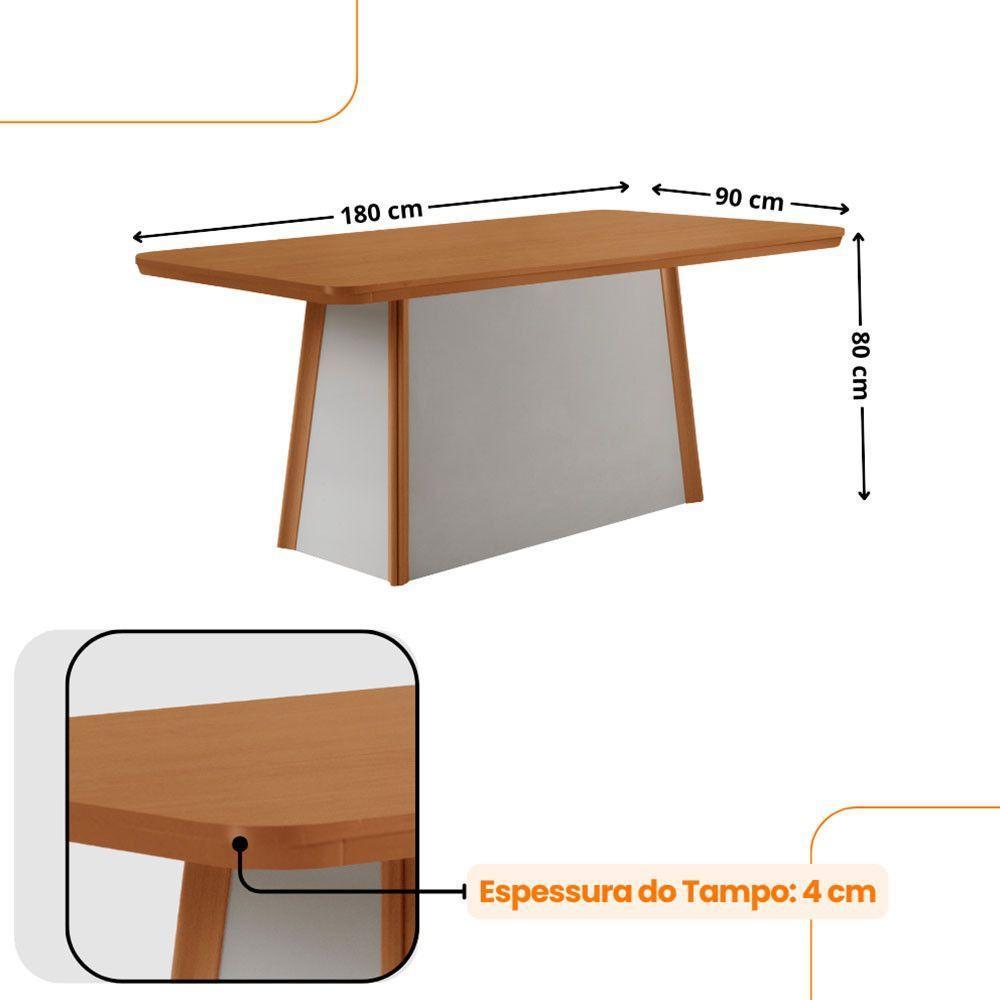 Mesa De Jantar Diane 180cm Tampo Mdf Lam 6 Cadeiras Diane Moderna Linho Capuccino Tork Naturale Off White - 2