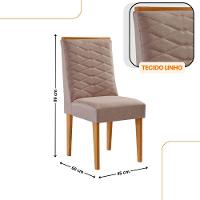 Mesa De Jantar Diane 180cm Mdf Vidro Com 6 Cadeiras Moderna Linho Capuccino Off White Naturale Serigrafia - 3