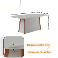 Mesa De Jantar Diane 180cm Mdf Vidro Com 6 Cadeiras Moderna Veludo Creme Off White Naturale Serigrafia