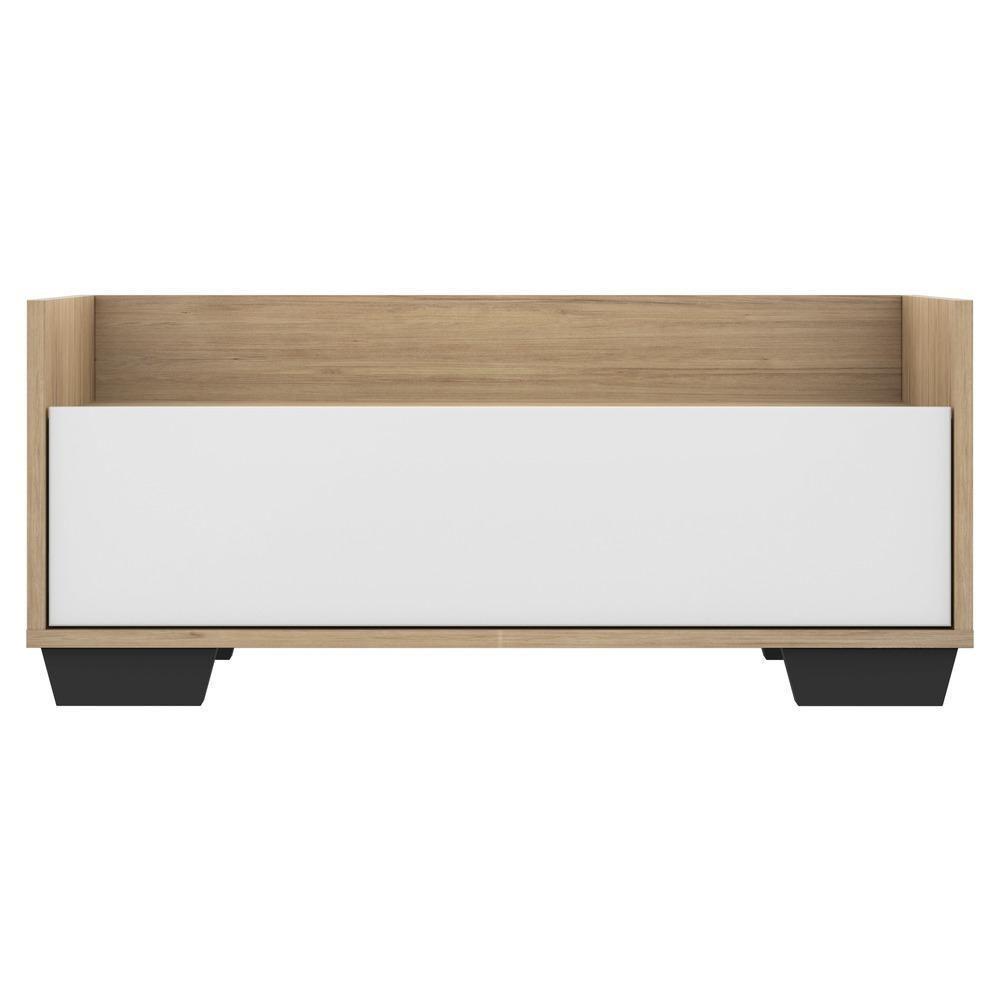 Mesa De Cabeceira 80Cm Multimóveis V4001 Rustic/Branca/Preta Rustic/Branco/Preto - 3