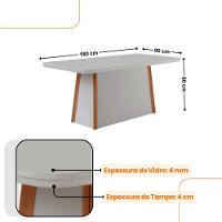 Mesa De Jantar Diane 180cm Tampo Mdf Vidro 6 Cadeiras Isadora Moderna Tork Naturale Serigrafia Off White