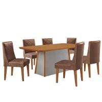 Mesa De Jantar Diane 180cm Tampo Mdf Lam 6 Cadeiras Isadora Moderna Tork Naturale Off White - 2