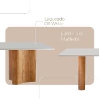 Mesa Solaris 180cm Tampo Laqueado Com Vidro Moderna Mobília Cinamomo Imbuia Off White - 3