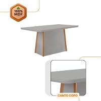 Mesa Jantar Diane 120cm Tampo Mdf E Vidro 4 Cadeiras Isadora Moderna Veludo Capuccino Off White Naturale Serigrafia - 5