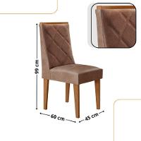 Mesa Jantar Diane 120cm Tampo Mdf E Vidro 4 Cadeiras Isadora Moderna Tork Naturale Serigrafia Off White - 3