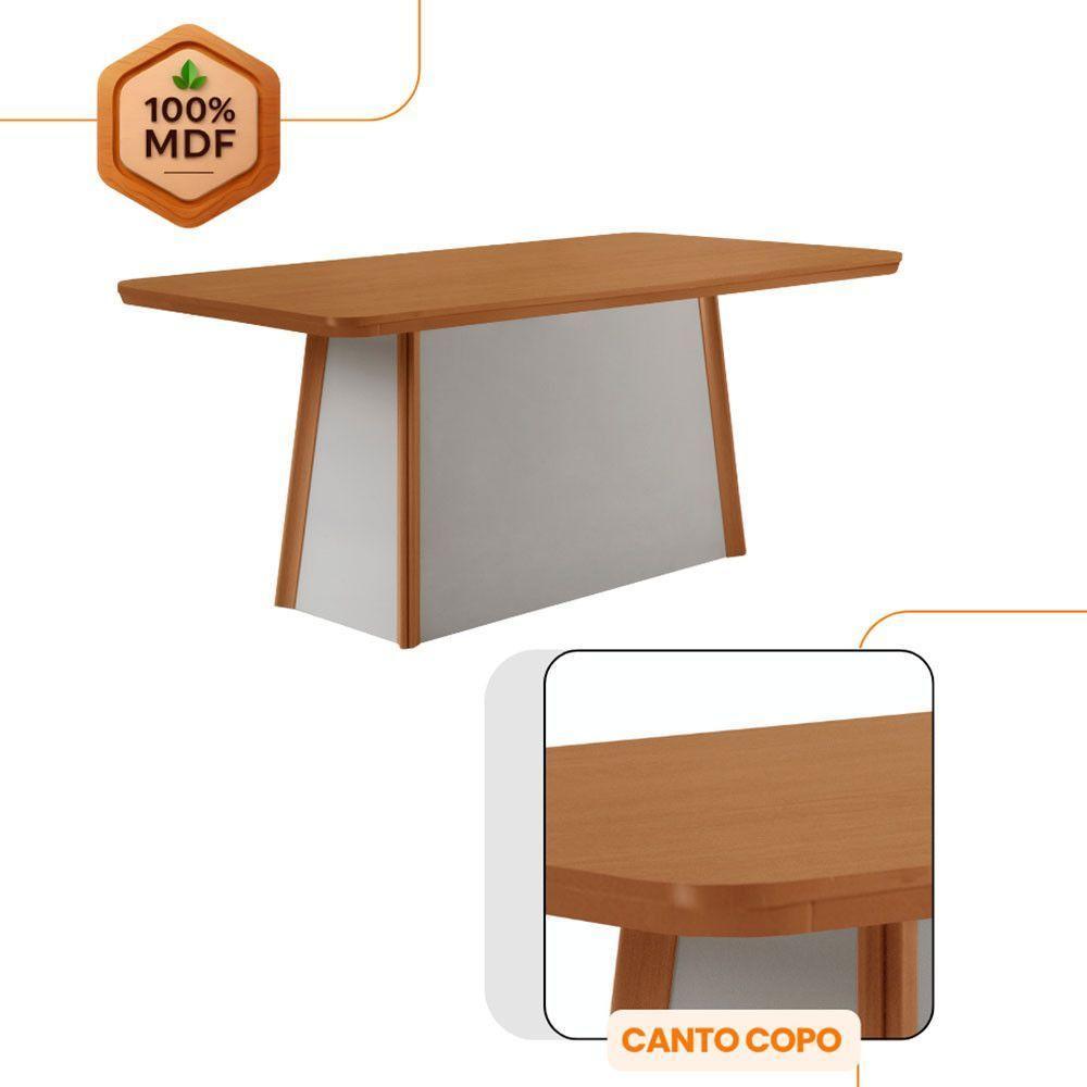 Mesa De Jantar Diane 180cm Tampo Mdf Lam 6 Cadeiras Andes Moderna Linho Capuccino Tork Naturale Off White - 5