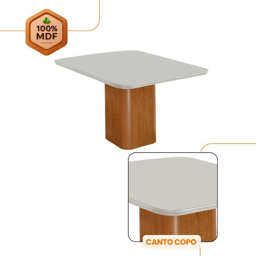 Mesa Jantar Eloise 90cm Tampo Mdf Vidro Canto Copo Moderna Naturalle Off White Serigrafia - 3