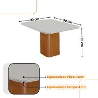 Mesa Jantar Eloise 90cm Tampo Mdf Vidro Canto Copo Moderna Naturalle Off White Serigrafia - 2