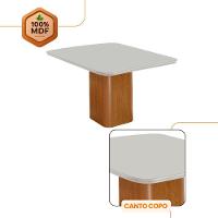 Mesa Jantar Eloise 90cm Tampo Mdf Vidro Canto Copo Moderna Naturalle Off White Serigrafia - 3