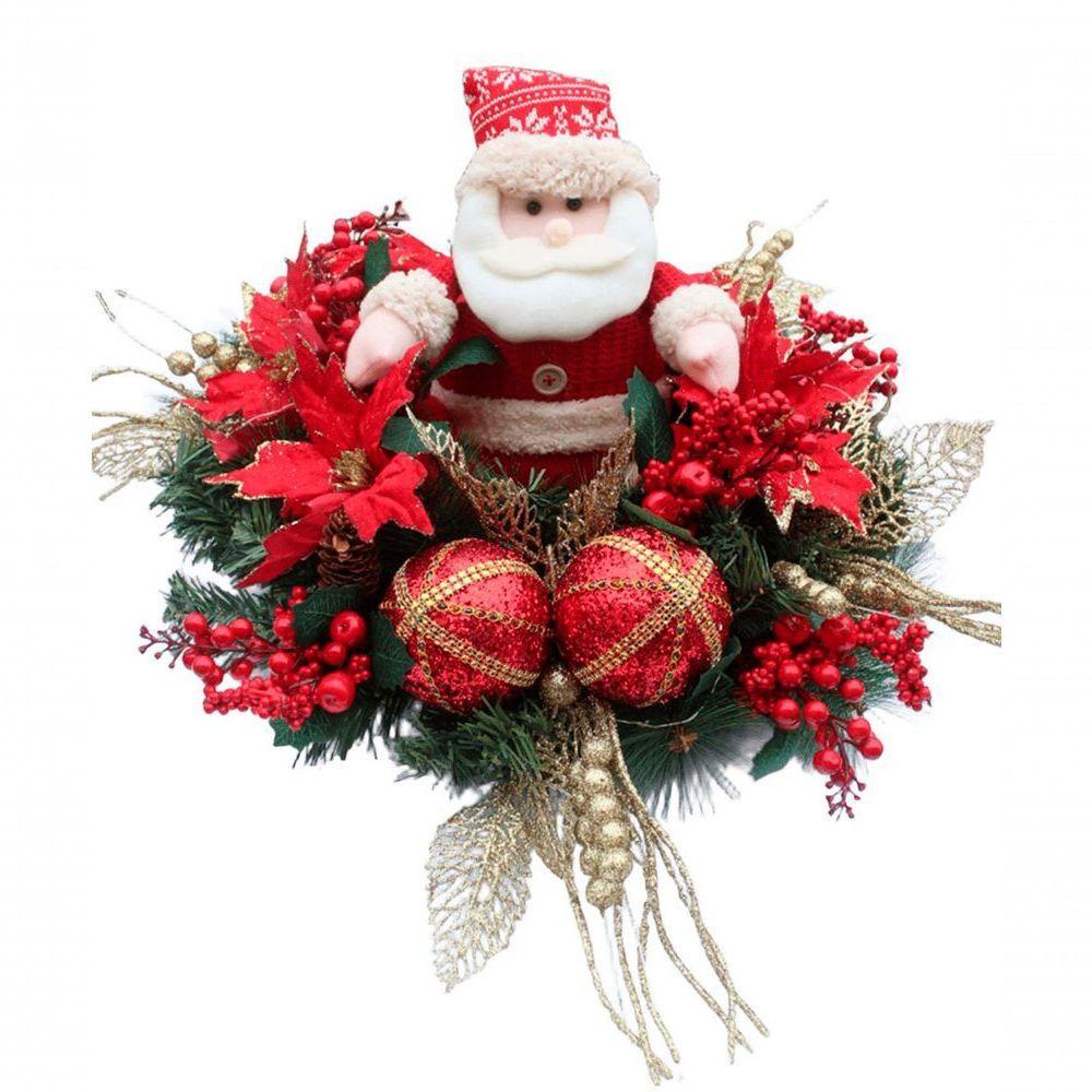 Decoração Natal Arranjo De Mesa Papai Noel Luzes Leds 60cm - 1