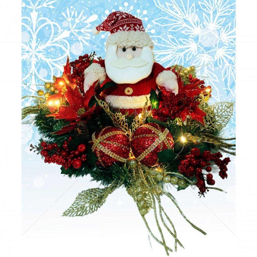 Decoração Natal Arranjo De Mesa Papai Noel Luzes Leds 60cm - 6