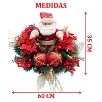 Decoração Natal Arranjo De Mesa Papai Noel Luzes Leds 60cm - 2