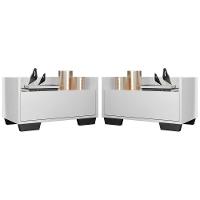 Kit Com 2 Mesas De Cabeceira 80Cm Multimóveis V4003 Branca/Preta Branco/Preto - 1