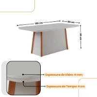 Mesa De Jantar Diane 180cm Mdf Vidro Com 6 Cadeiras Moderna Veludo Capuccino Off White Naturale Serigrafia