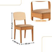 Mesa Jantar Diane 120cm Tampo Mdf Vidro 4 Cadeiras Copper Prem Moderna Turim 07 Naturale Serigrafia Off White - 3