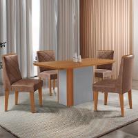 Mesa De Jantar Isadora 120 Tampo Mdf Laminado 4 Cadeiras Isadora Tork Naturale Off White - 1