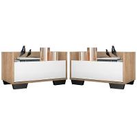 Kit Com 2 Mesas De Cabeceira 80Cm Multimóveis V4003 Rustic/Branca/Preta Rustic/Branco/Preto - 1